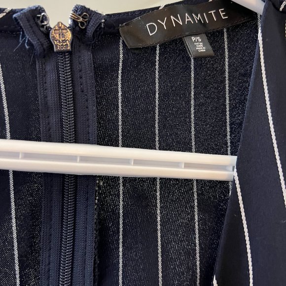 Stripped Navy Wrap Dress - Dynamite - Picture 3 of 3